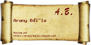 Arany Béla névjegykártya